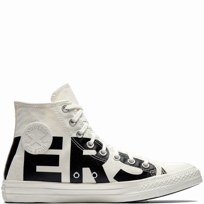 Converse Chuck Taylor All Star Wordmark High Tops Womens - Beige/Black Shoes (760TUVSK)